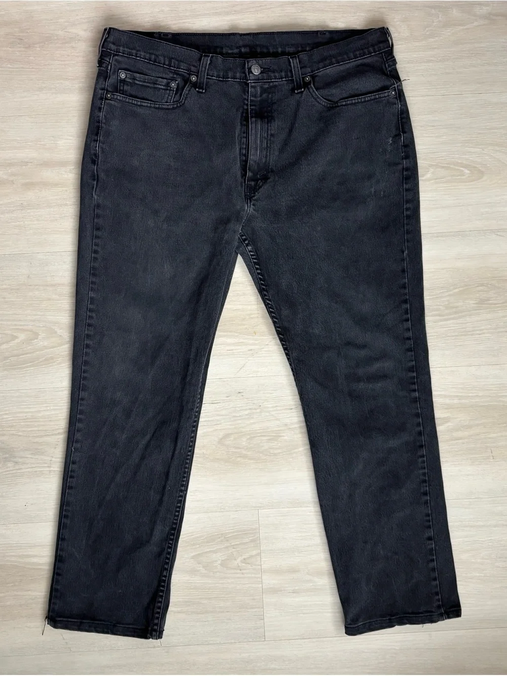 Levi's 514 Straight Black Wash Stretch Jeans Men's W38 L32 Dark Wash Denim